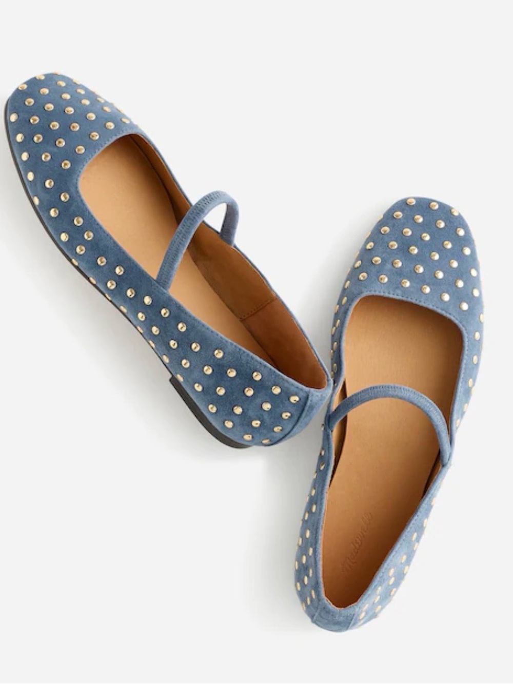 The Greta Ballet Flat in Stud Embellished Suede